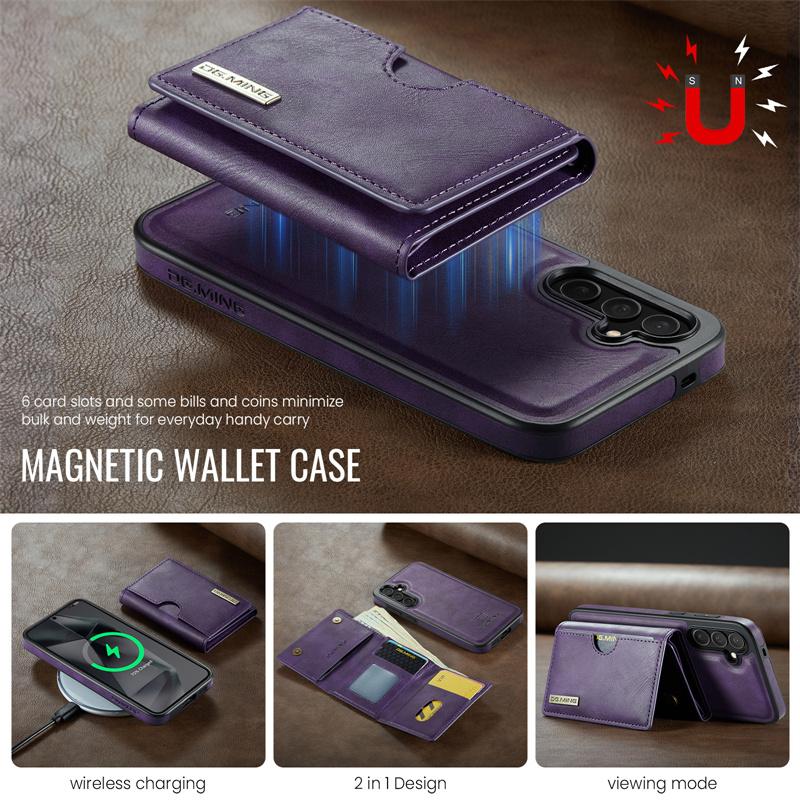 Magnetische 2-in-1 Abnehmbare Flip Leder Handyhülle für Samsung Galaxy S25 FE S25 Edge S24 Plus S23 S22 S21 Ultra Brieftasche Kartenfach Rückseite Abdeckung Coque
