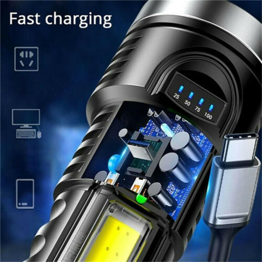 10000000LM USB Rechargeable LED Tactical Flashlight, 4 Light Modes