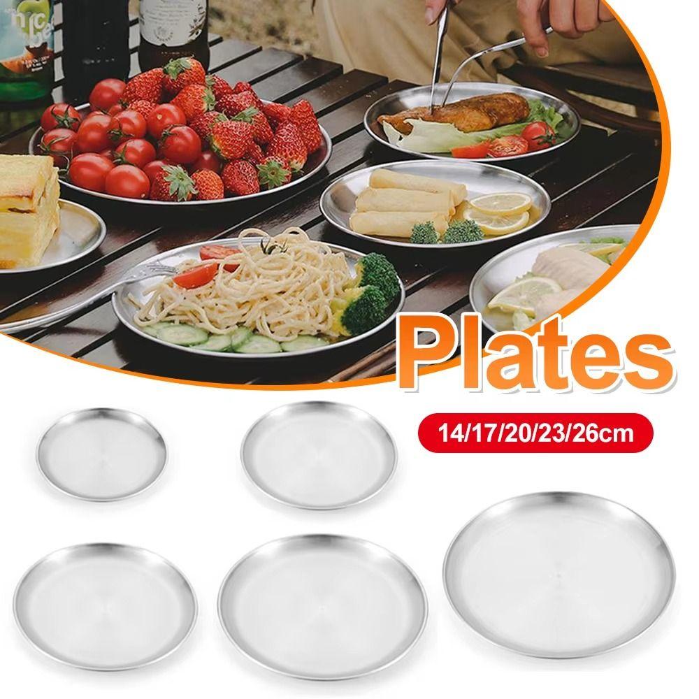 Reusable Picnic Dinner Plate 14/17/20/23/26cm Food Serving Tray Easy To Clean Dessert Plate  Hiking