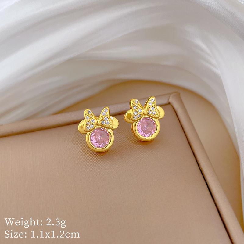 Bow Cat Set Light Luxury Temperament Gorgeous Full Diamond Necklace Female Versatile Collarbone Titanium Steel Chain