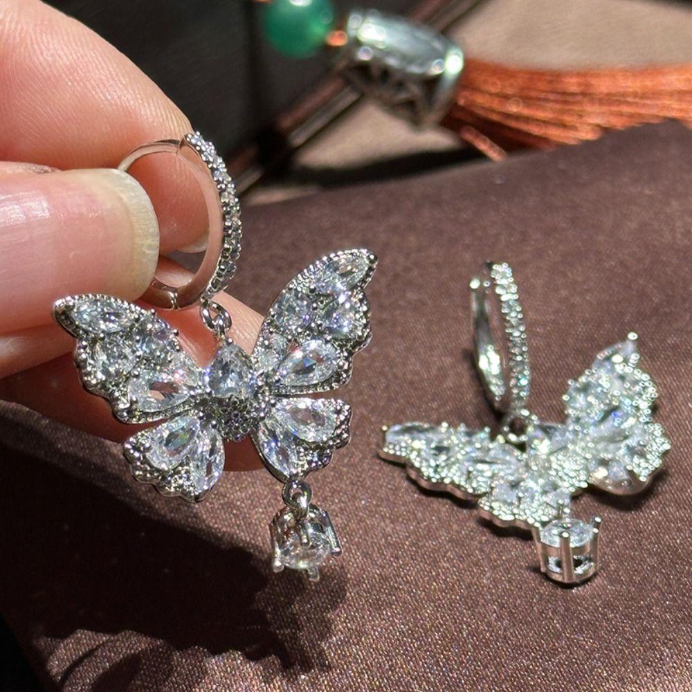 Zircon Butterfly Drop Earring Hook Piercing Ear Jewelry Accessories  Women