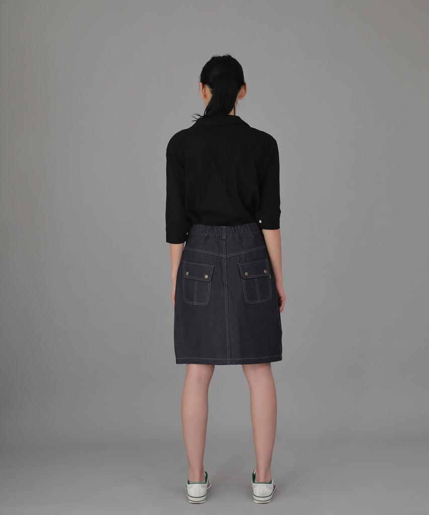 Seinteukeulu Fb Cover Pocket Elastic Skirt Fcm-1307 Indigo Denim Brs