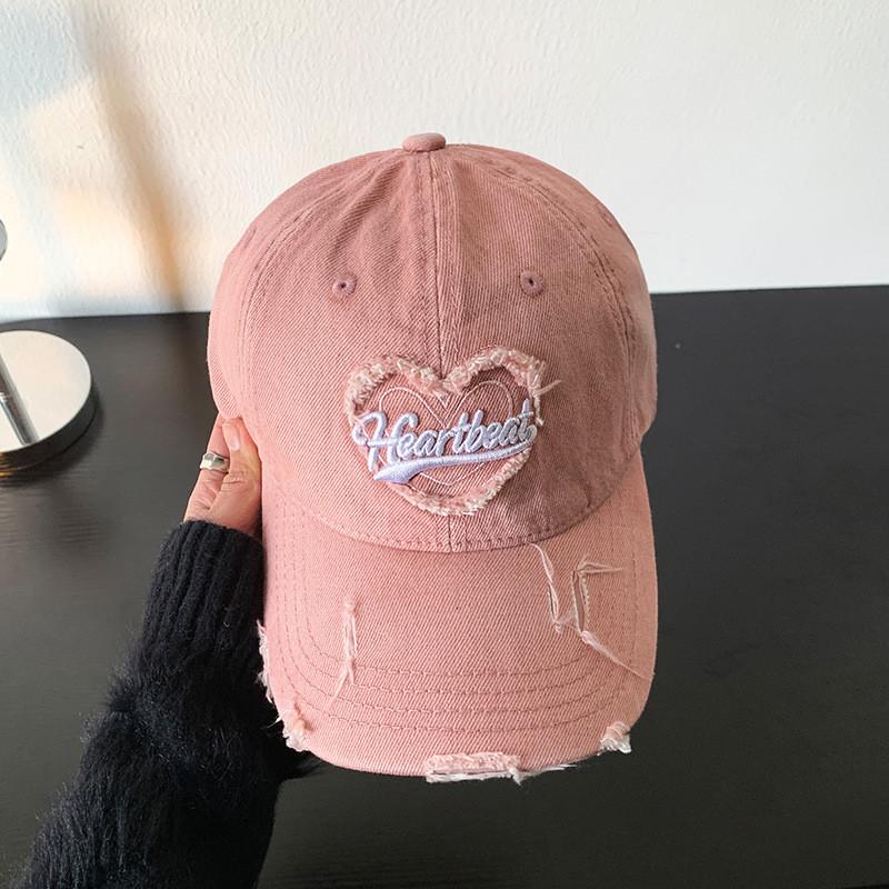 Casual Vintage Wash Denim Cap Women With Unique Distressed Look For Wear Daily