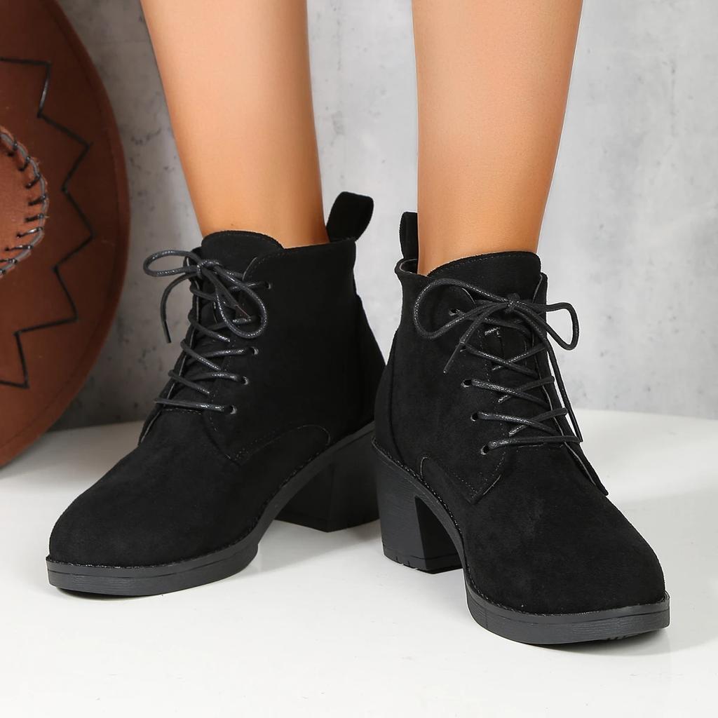 Fashion Comemore 2025 New Women Boots Lace Up Ankle Boots Zapatos Mujer Fashion High Heels Ladies Casual Spring Pumps Platform Heel 43