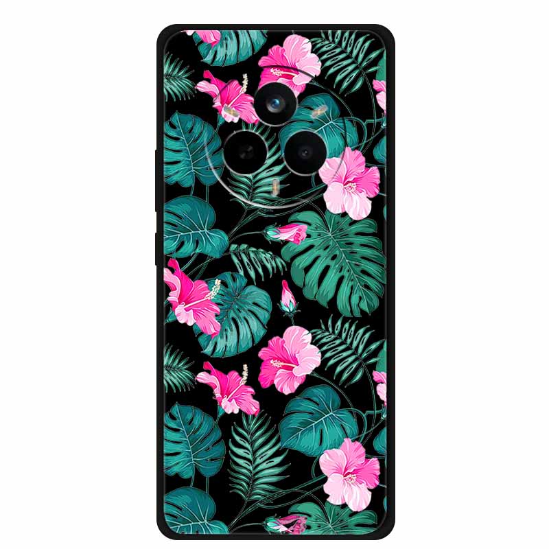 For Realme 14 Pro Case Luxury Phone Cover For Realme 14 Pro+ Cute Floral Black Silicone Soft Case TPU Funda Realme 14 Pro Plus