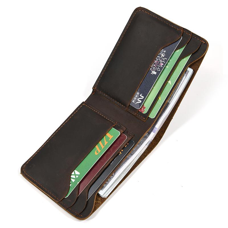 Leather Short Wallet Card Holder Men Male Vintage Short Purse for Credit Card Id Card Bifold Wallets Wholesale Card Purse Bifold