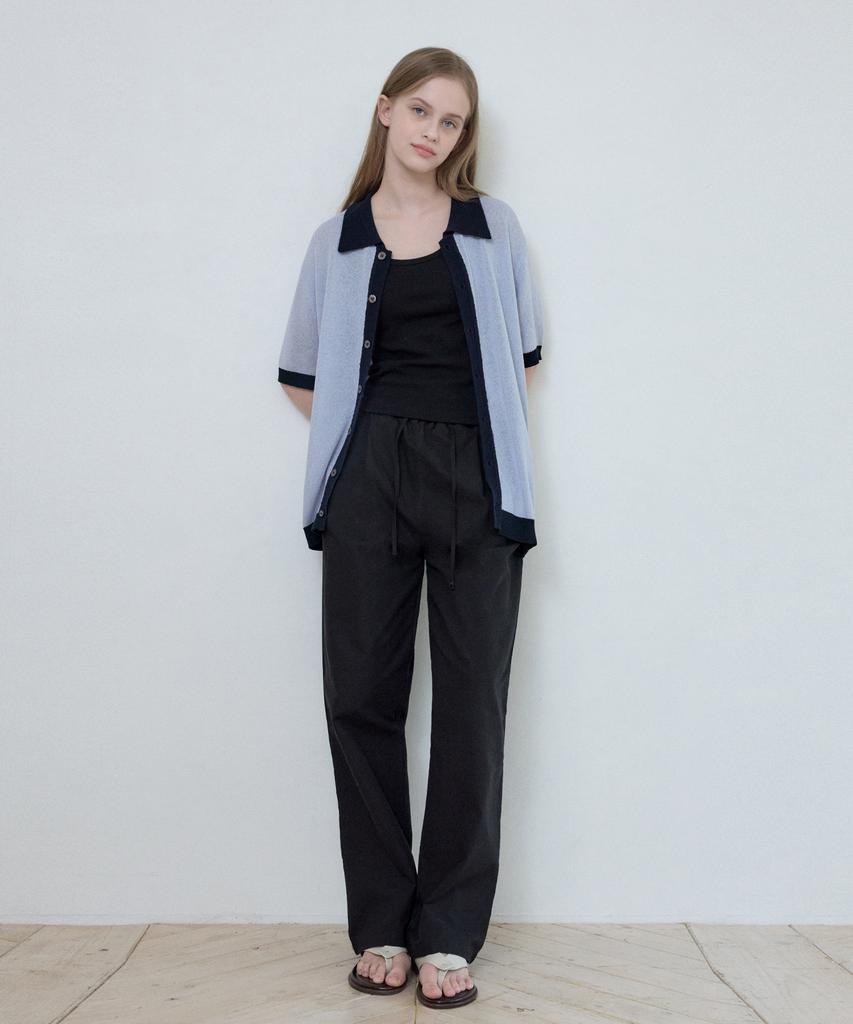 Wednesday Oasis For Woman W/Linen-Like Symbol Deep One-Pleat Pants_Black(W25-Pt11)