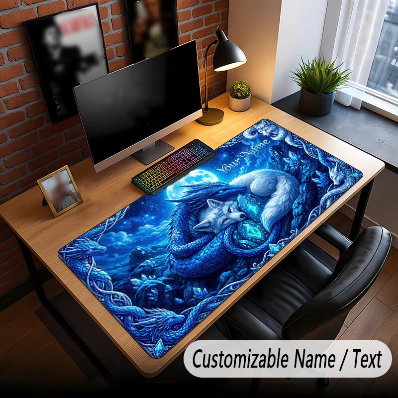 Wolf Theme Custom Mouse Pad Personalized With Name Text Customized Desk Mat For Office Home Decor