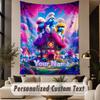 Custom Text Printed Tapestry Smurfs Pattern Large Wall Hanging Indoor Room Decor