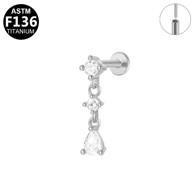 Titanium G23 Zirconia Chain Ear & Lip Studs - Horse Eye Design, High-End Piercing Jewelry