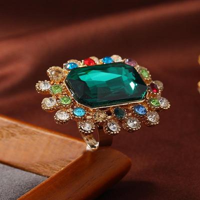 European Retro Elegant Rhinestone Adjustable Ring