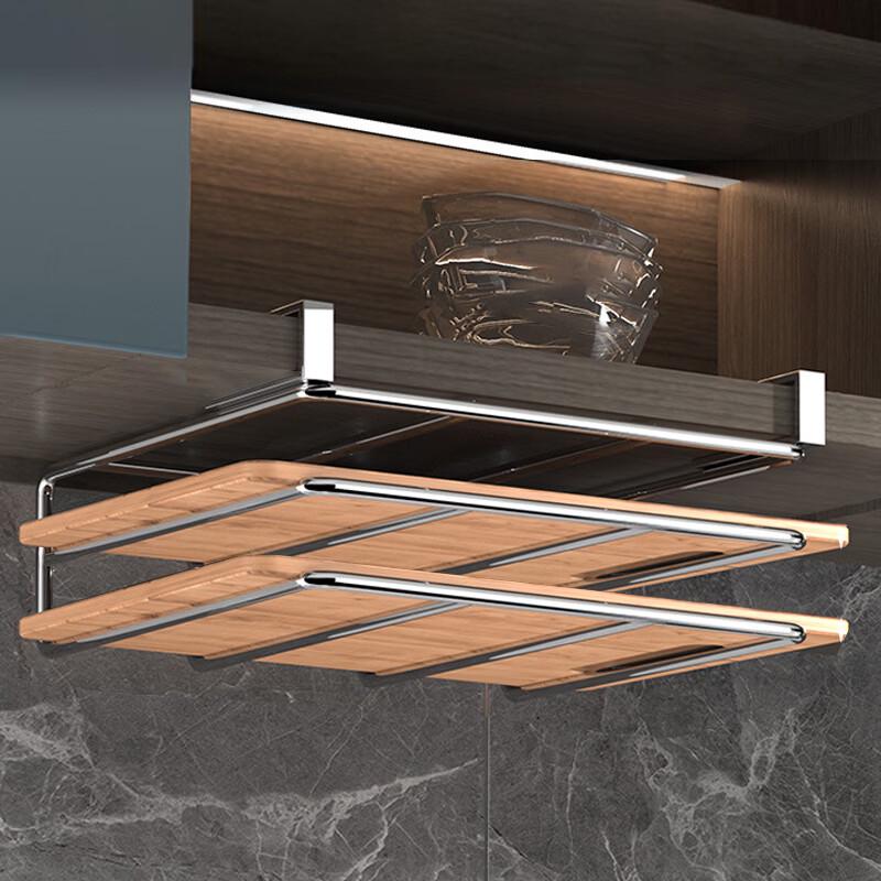 Ourunzhe Stainless Steel Under-Cabinet Double-Layer Cutting Board Holder