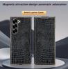 Deluxe Leather Flip Case for Samsung Z Fold 7 Alligator Pattern Full Pack with Magnetic Slim Leather Case for Samsung Z Fold 6 5