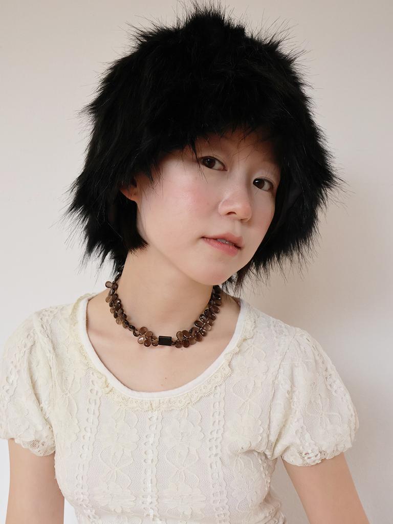 COLOCYNTH Poiu Fur Bucket Hat Black