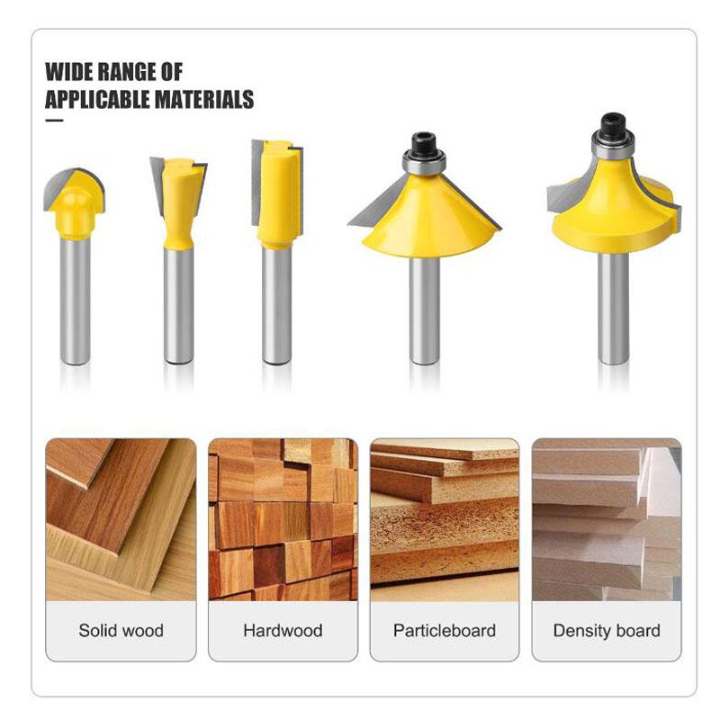12pcs 1/4 Inch Shank Trimming Straight Milling Cutter Wood Bits Tungsten Carbide Woodworking Cutting Trimming Core Box Router Bit Set
