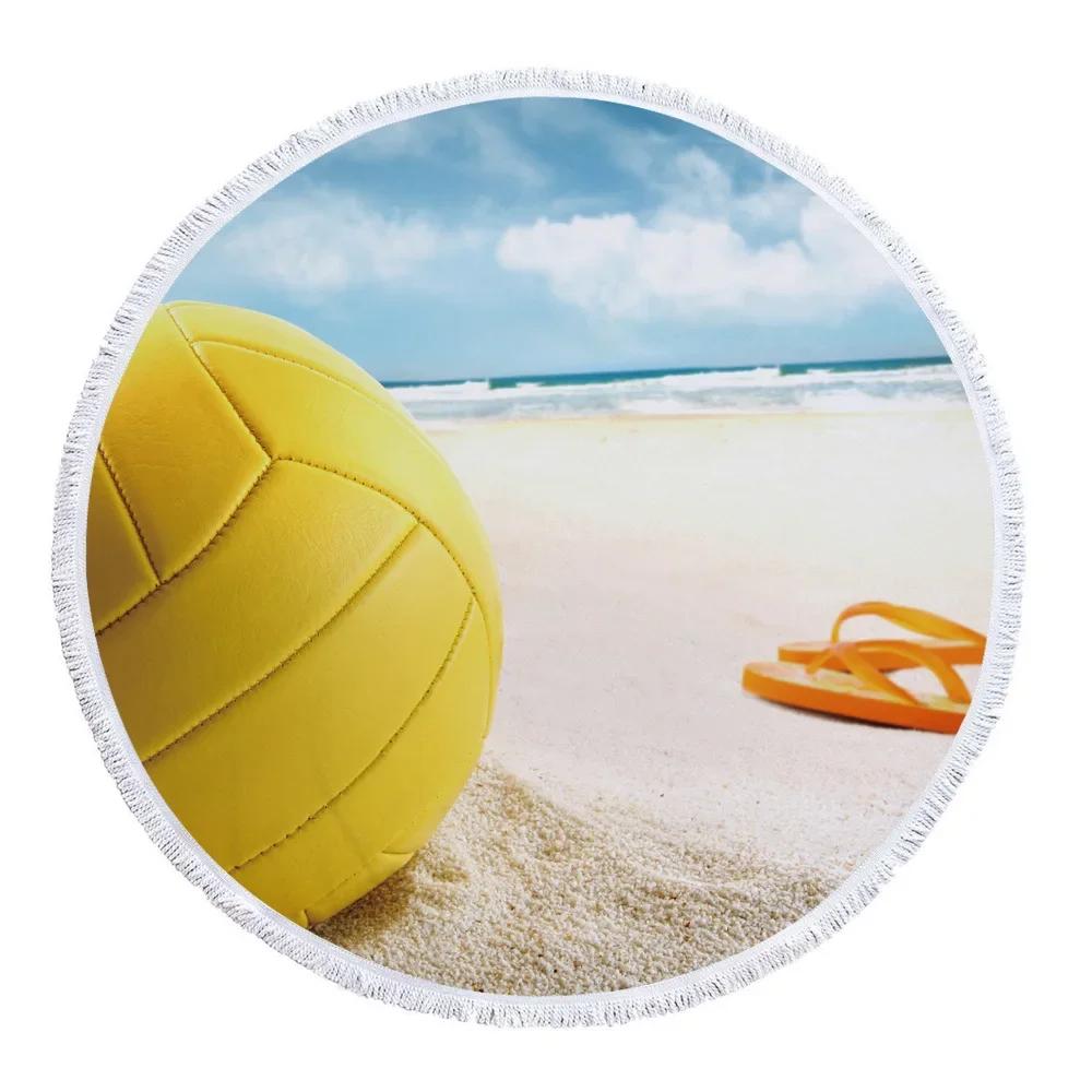 Summer Microfiber Beach Towel Palm Tree Sea Landscape Mat Toallas Hawaii Round Beach Bed Sheet Swimming Yoga Travel Bath Towels