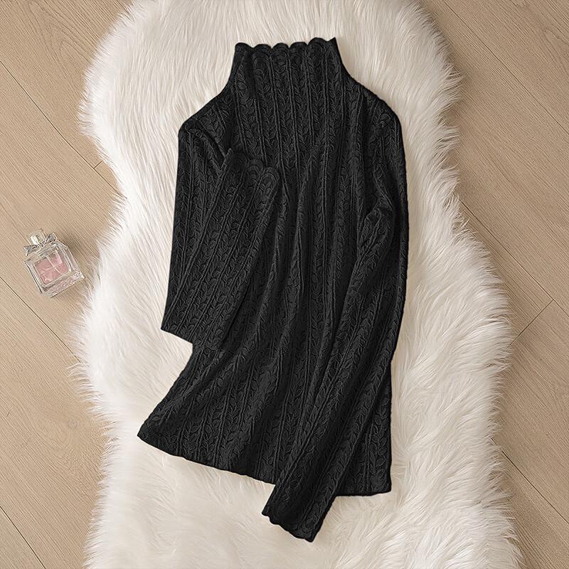 Женский топ-свитер с кружевным полувысоким воротником XL