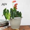Round Container Gardening Planter Flower Pot, Lightweight Plant Pot with Drainage Elegant Garden Decor Pots Holes, Modern for Indoor And Outdoor