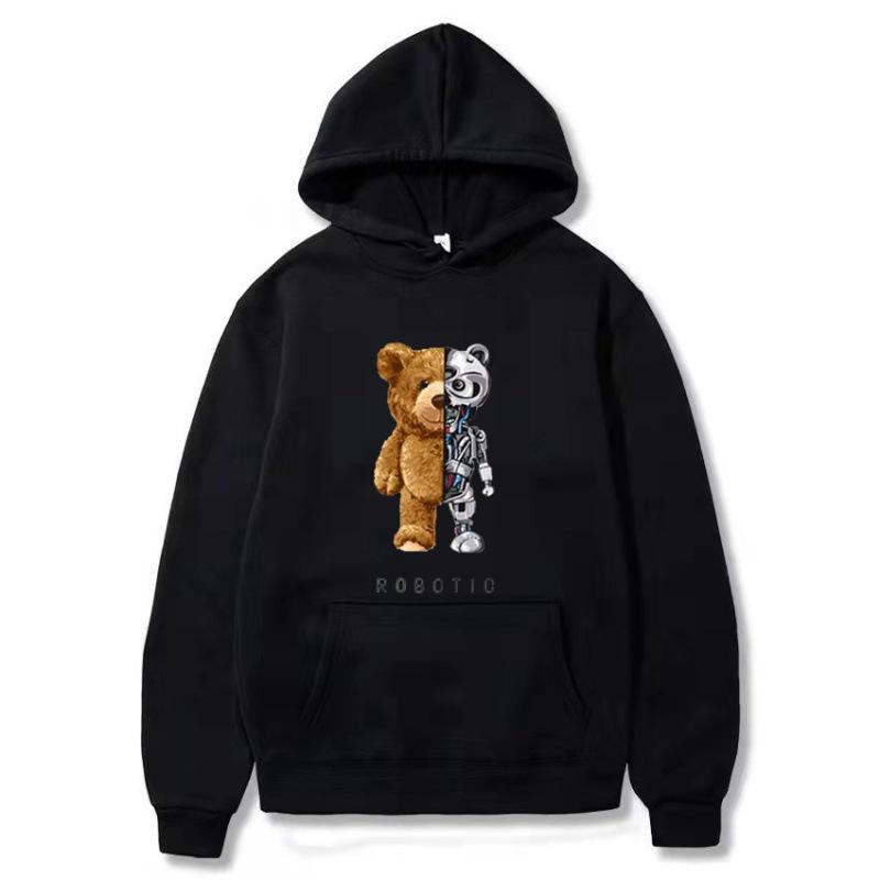 Men's Violent Bear Print Hoodie - Trendy European Fashion Pullover