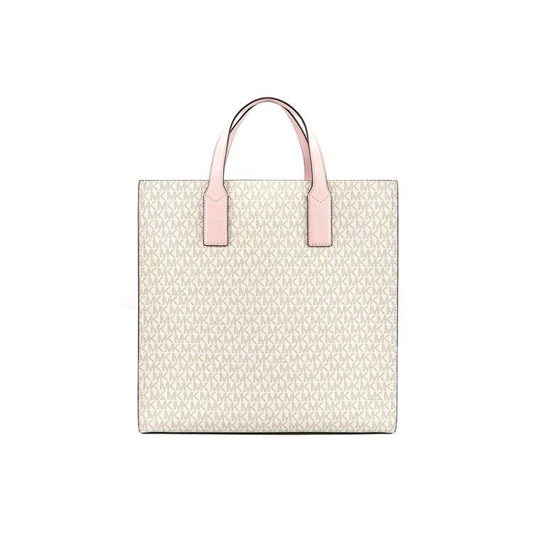 Michael Kors Mk Kenly Vintage Color Block Large Capacity Pvc Tote Bag Women Tote Bags Vanilla-White Pink 35T0GY9T3B-640