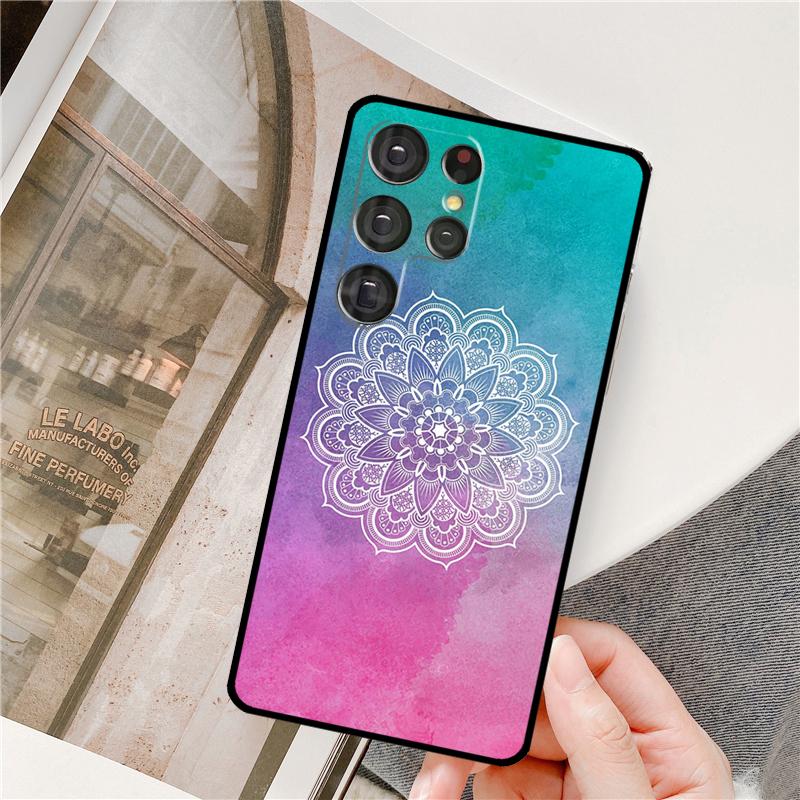 Coque de téléphone Mandala Floral à Fleurs Pour Samsung Galaxy S24 Ultra S9 S10 S20 S22 S21 Plus S23 FE S25 Ultra Protection Complète