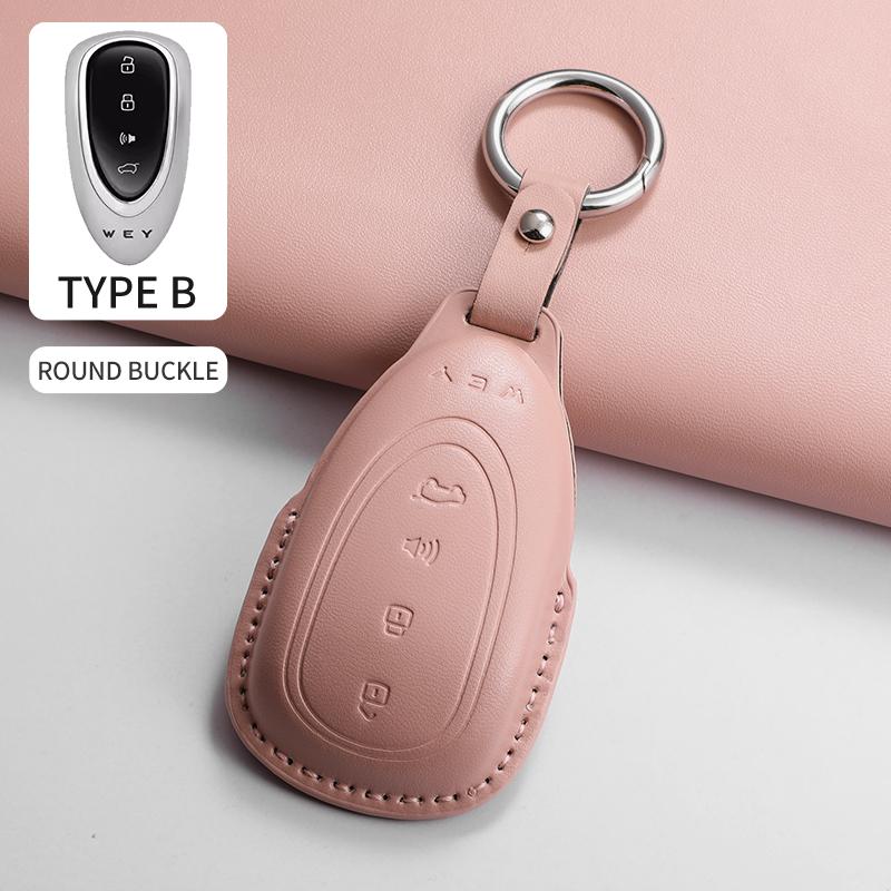 PU Leather Car Smart Remote Key Cover Case For WEY Blue Mountain Highland Mocha Latte DHT-PHEV Key Protecter Shell Accessories