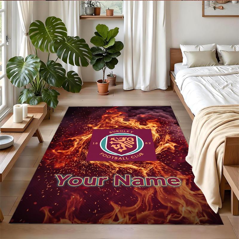 Crystal Velvet Rug Custom Name Text, Soft Non Slip Floor Mat Home DecorBurnley Football