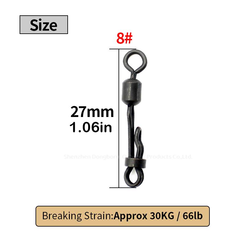 10pcs Carp Fishing Accessories Clam Lock Quick Change Swivels with 8 word Rolling Ring Connector For Carp Rig Tackle Accessories