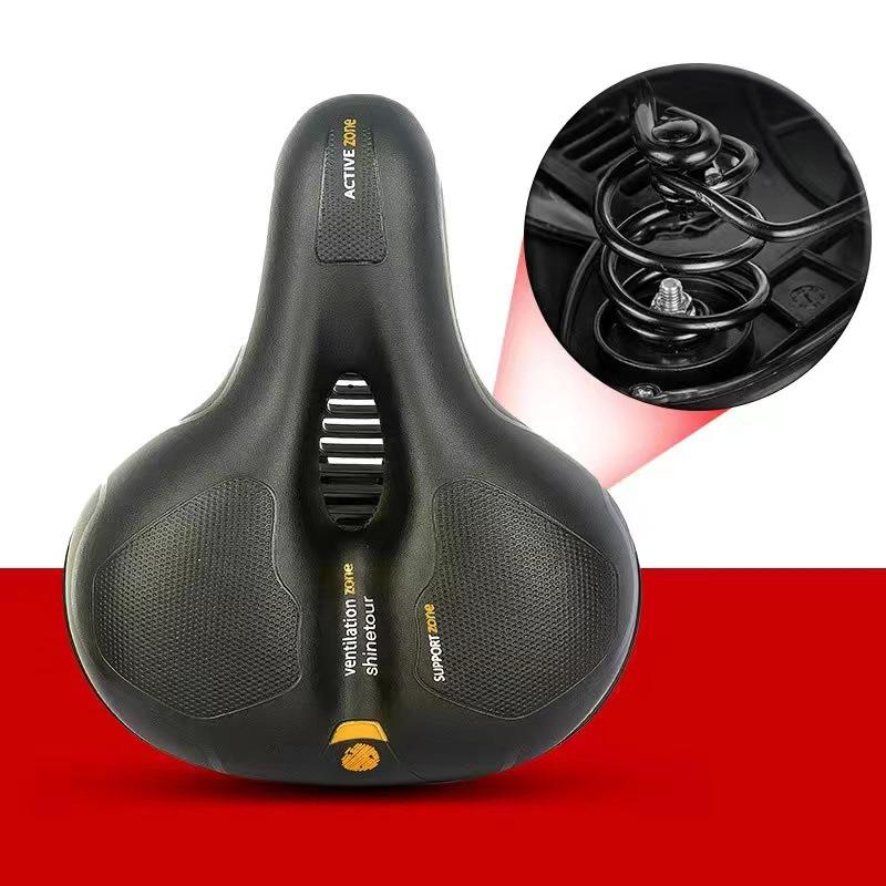 Комфортное широкое седло для велосипеда с большой подушечкой для велосипеда с гелем Cruiser, экстра-спортивное мягкое сиденье с подкладкой Spring type жёлтый