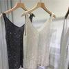 Spicy Girl Hot Diamond Collar Knitted Strap Top Women's Full Diamond Sparkling Unique Loose Western Style Versatile Top