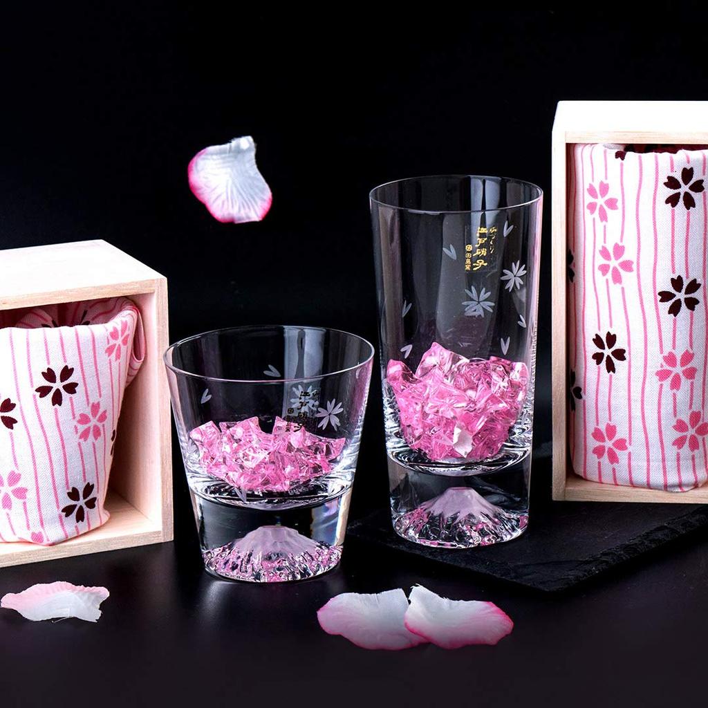 Fuji Tajima Glass Sakura Rocks Glass x Sakura Tumbler Pair Set Grand Prize Edo Glass Edo Kiriko Whiskey Beer Sake Day Day 60th Birthday Wedding