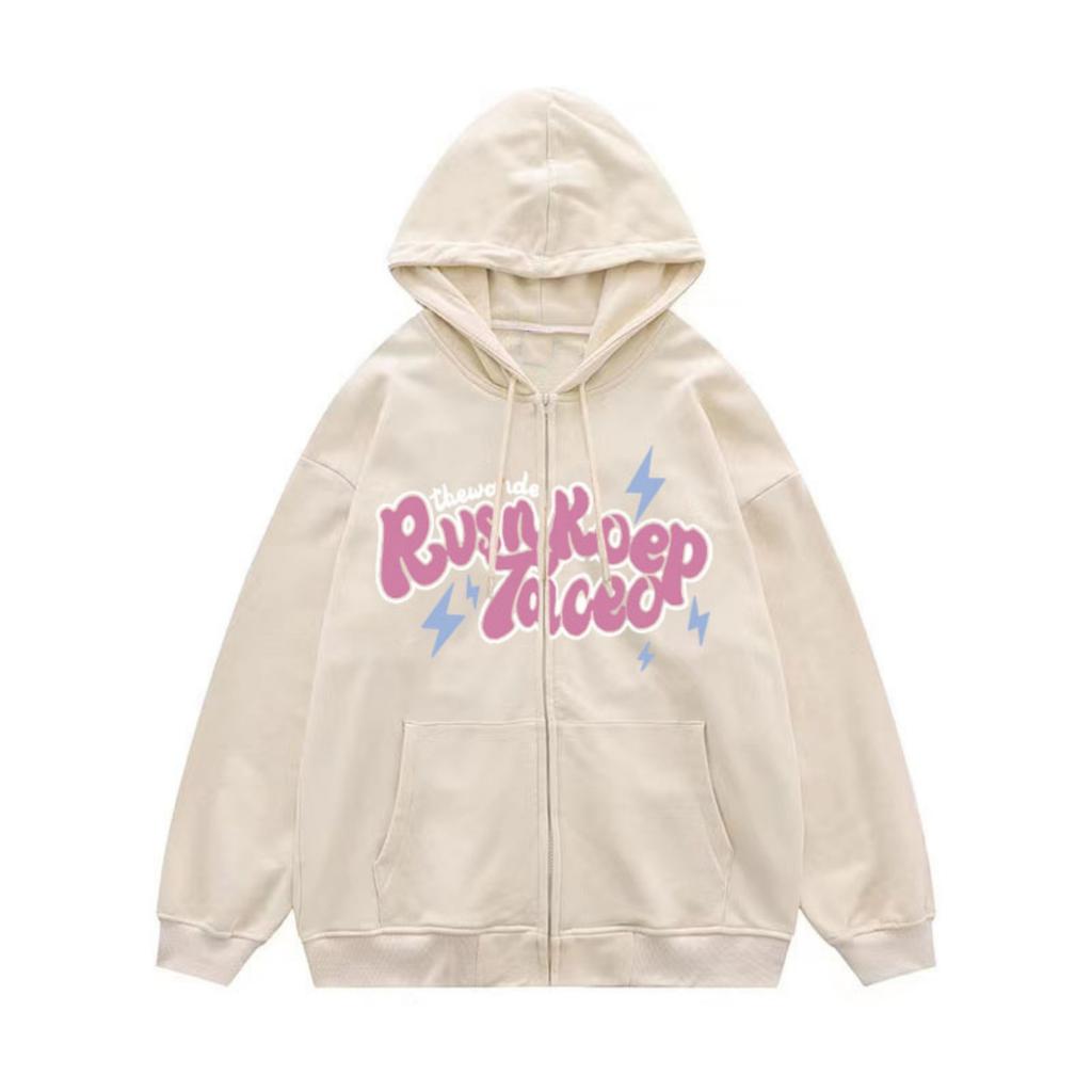 Men's And Women's Casual -color Zipper Hoodie, Men's Trendy Letter-printed Hoodie Jacket