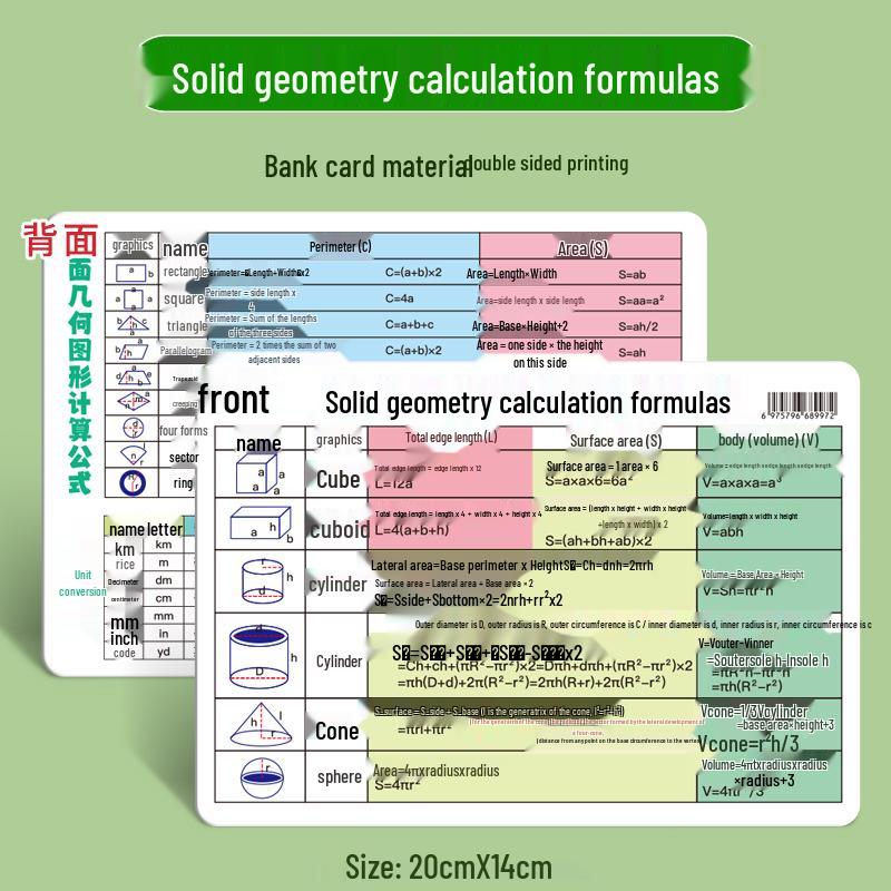 Quick Reference Cards: Physics, Math, English, and Periodic Table for Junior High