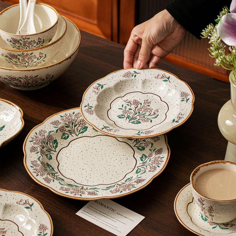 Vintage Underglaze Ceramic Petal Dinner Plate