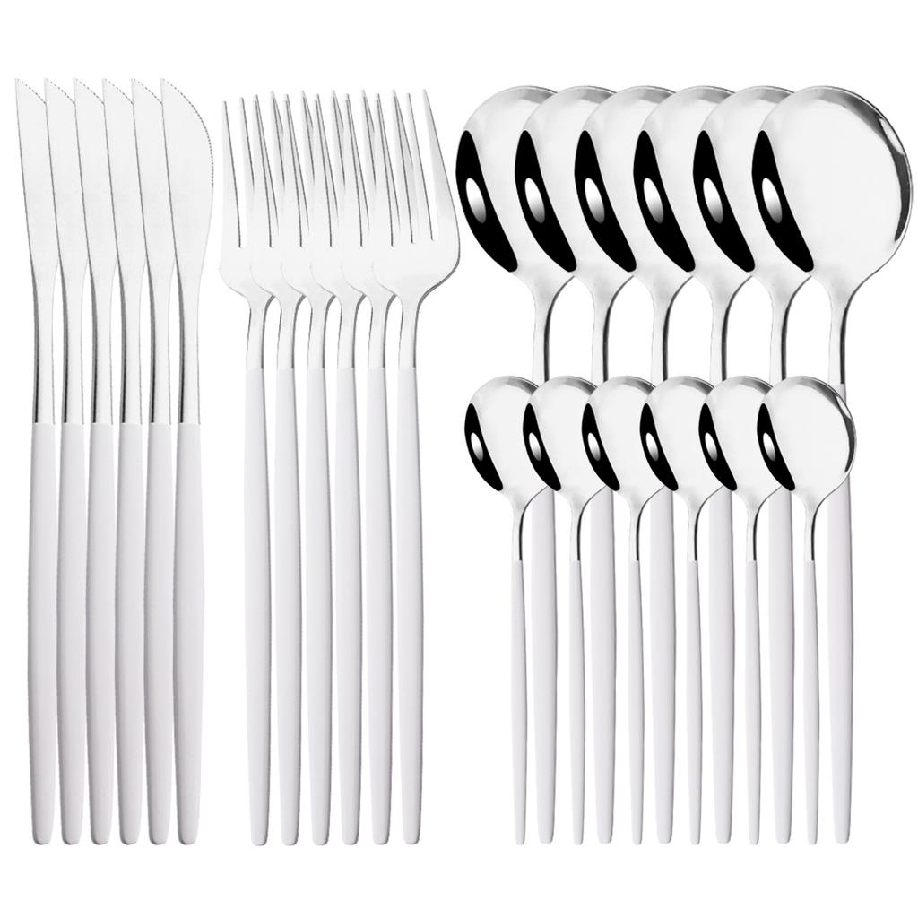 24Pcs Gold Tableware Set Stainless Steel Flatware Dinnerware Spoon Knife Fork Dinner Cutlery Set Western Kitchen Silverware