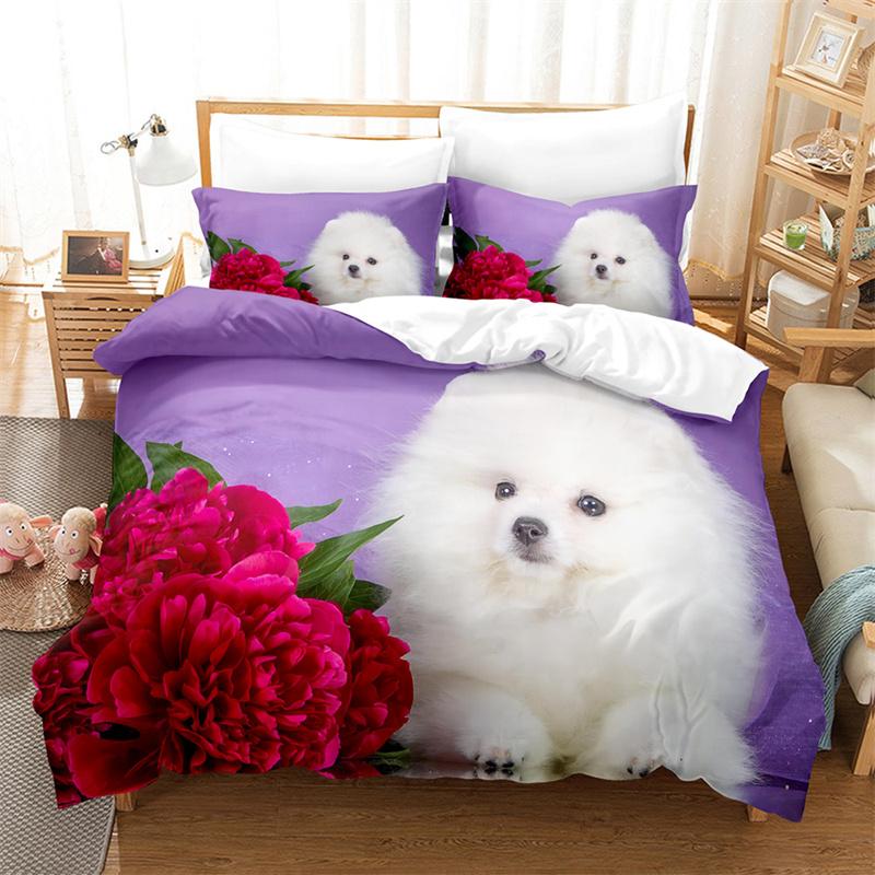 Uroczy Kot, Pies Pościel Kwiatowe Zwierzę Młodzieżowa Poszewka na Kołdrę Puchową Damska Poszewka na Kołdrę Puchową Sypialnia Wspaniała Pościel Zestaw Poszewek na Kołdrę King/Queen