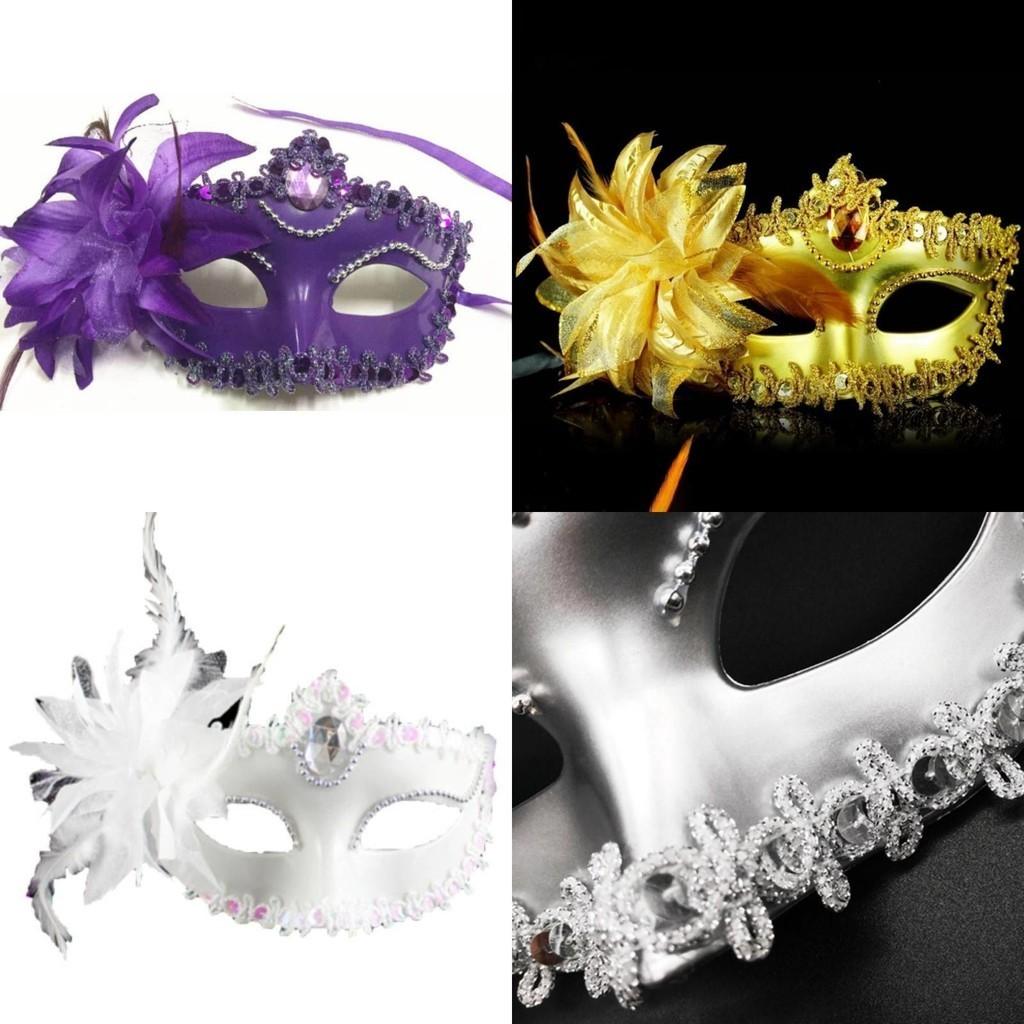 Elegant Lace Masquerade Mask With Rhinestone Flower Accents For Women's Halloween Costume Props