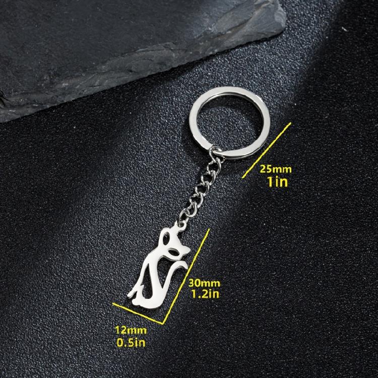 Playful Lovely Kitten with Elegant Charm Stainless Steel Keyring Charm Pendant Accessory Portable for Personalize Use