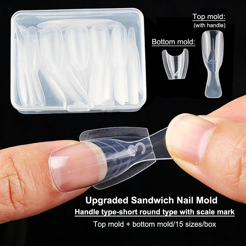 Original Sandwich Nails Dual Forms 60Pcs Nail Mold For Quick Salon Manicure Professional Use