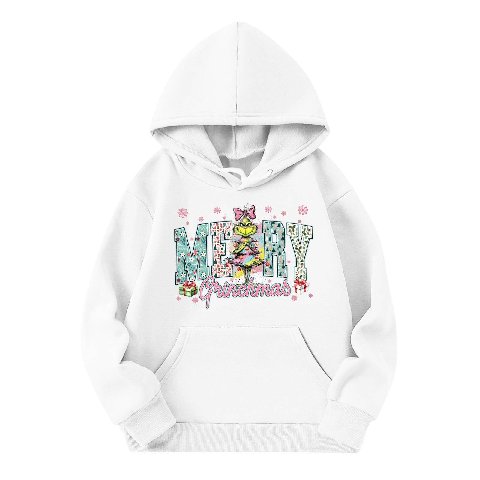 

Child Fashion Lightweight Long Sleeve Pullover With Pockets Print Hoodie 160 білий