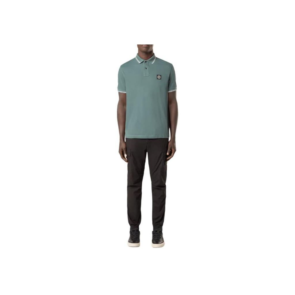 Stone Island Logo Button Short Sleeve Slim Fit Polo Shirt Men Polo Shirts Dark-Green K1S1522002-SCS0018-V0053