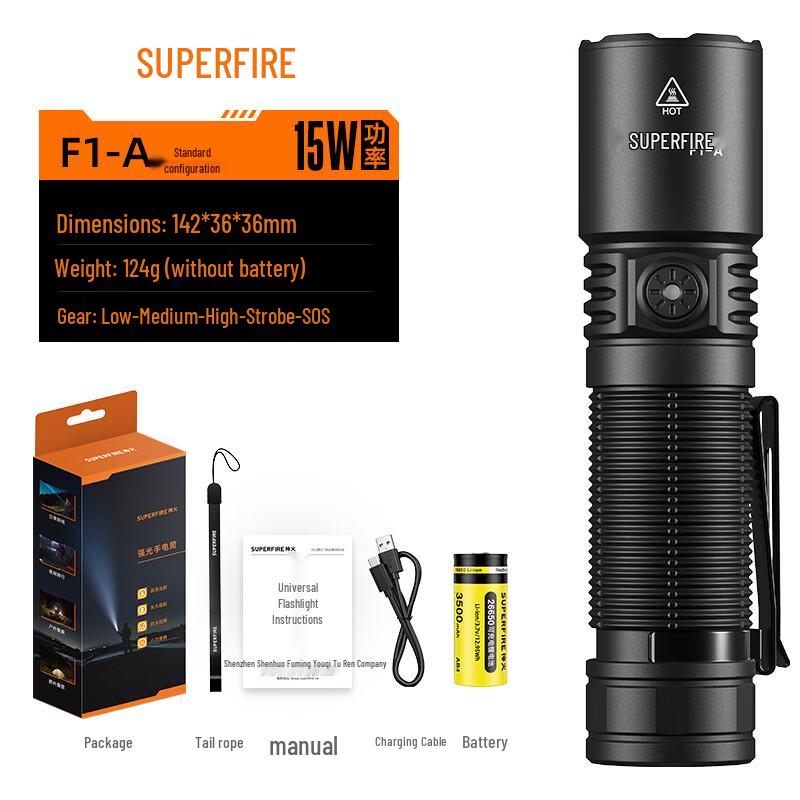 SupFire F1-A USB Rechargeable LED Flashlight