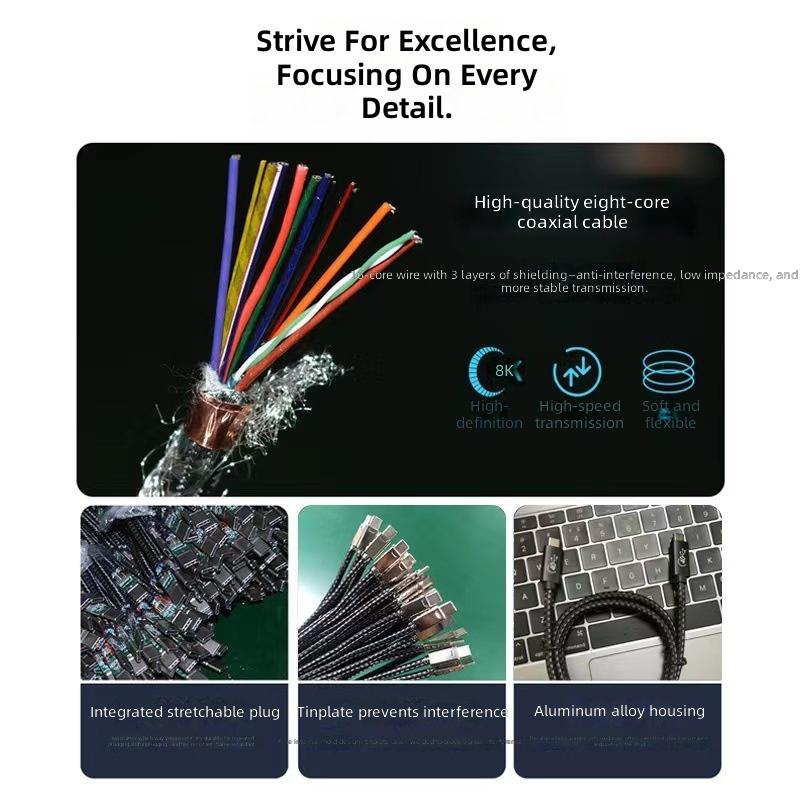 Thunderpower EJ903 4 Data Cable TPE Jacket USB4 Type-C Dual-head 8K Screen 40Gbps PD240W Pure Copper Conductor Fast Charging