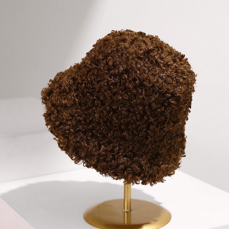 Women S Winter Thick Faux Lamb Wool Bucket Hat