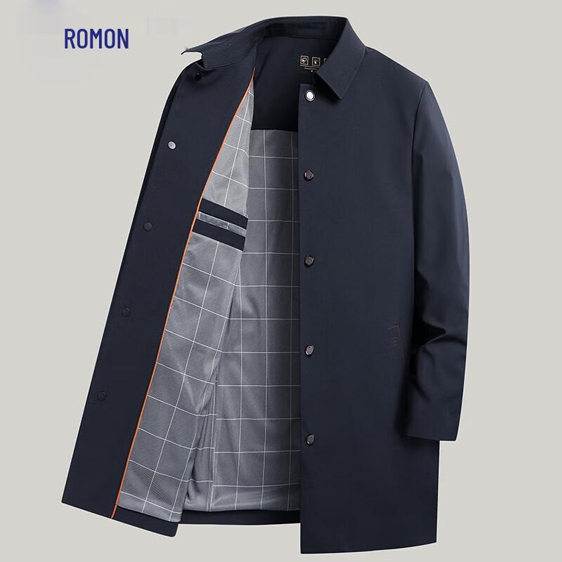 Romon Men s Mid-Length Business Casual Trench Coat 180/XL