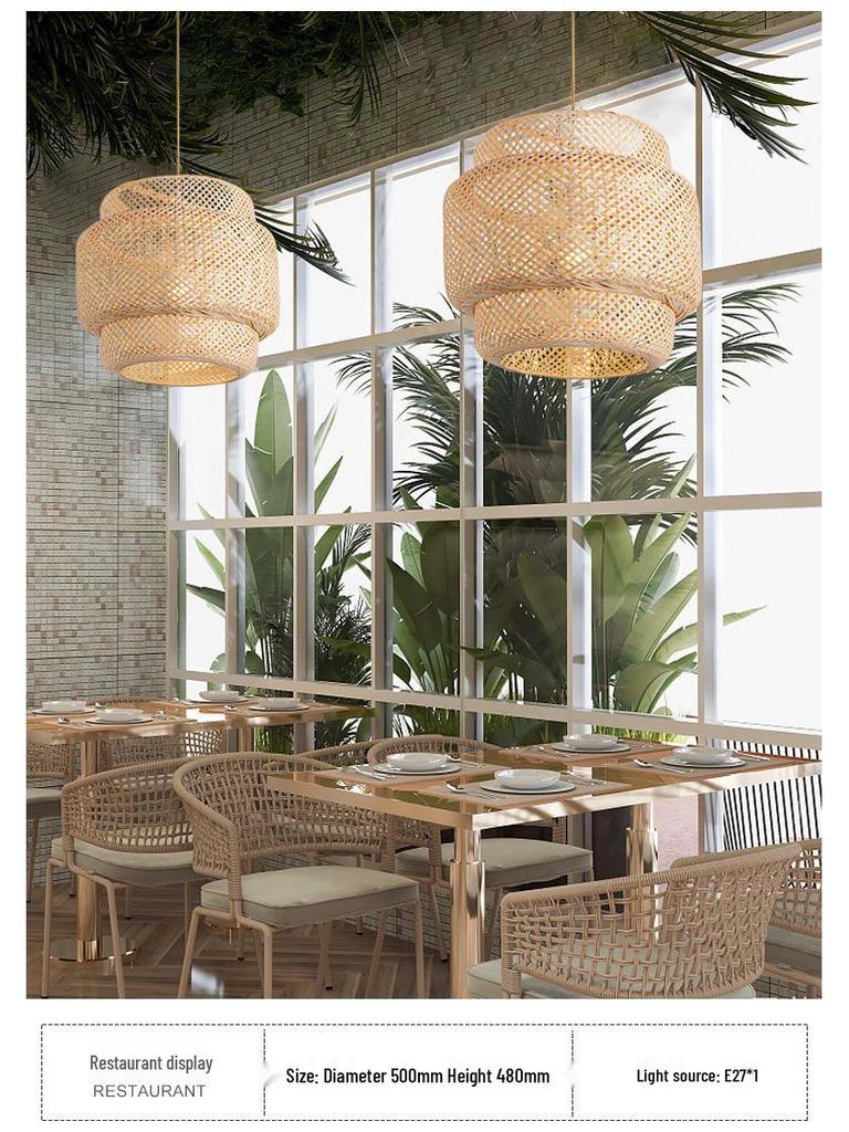 Handgefertigte Bambus-Geflecht-Pendelleuchte - Chinesischer Stil für Restaurants, Schlafzimmer, Gästehäuser & Teestuben.