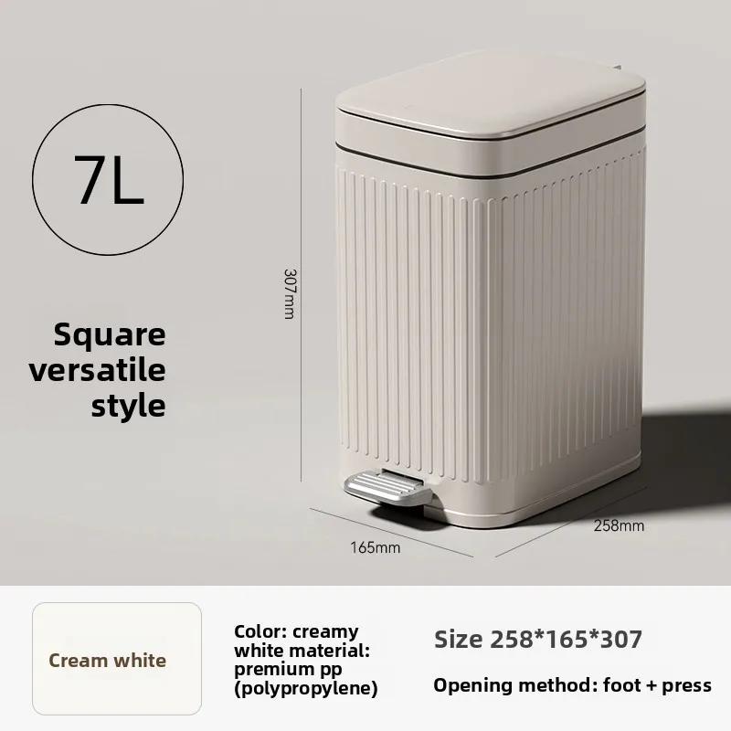 

Large Capacity Luxury Trash Can with Lid for Kitchen & Living Room, Home Use High Value Anti-Bacterial PP+ABS Material Foot Peda 7L