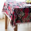 Japanese-Style Fan-Printed Tablecloth, Red Coffee Table Dining Table Cover With Off-White Trim, Holiday Decoration Cover