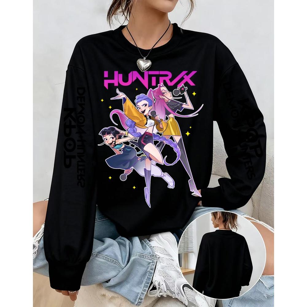 Fashionable Women's Sportswear KPop Demon Hunter Printed Pullover Casual Round Neck Oversized Sweatshirts Women's Clothing