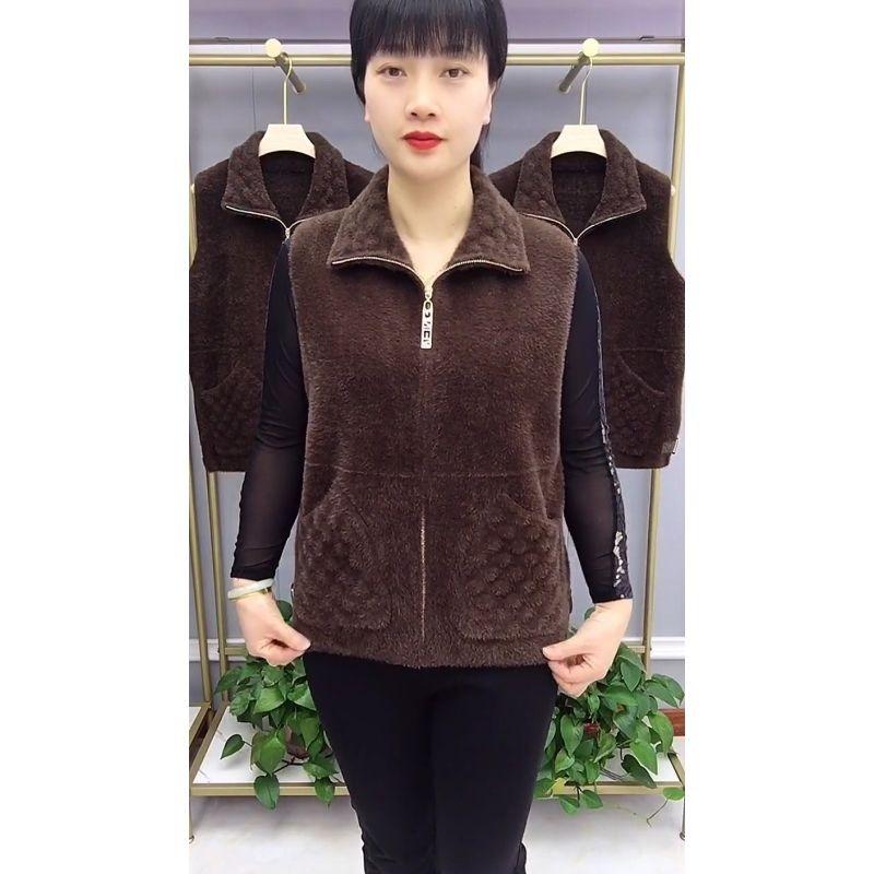 

Модный и универсальный женский жилет из высокоэластичного норкового бархата с застежкой-молнией для осени и зимы XXXL кофейный